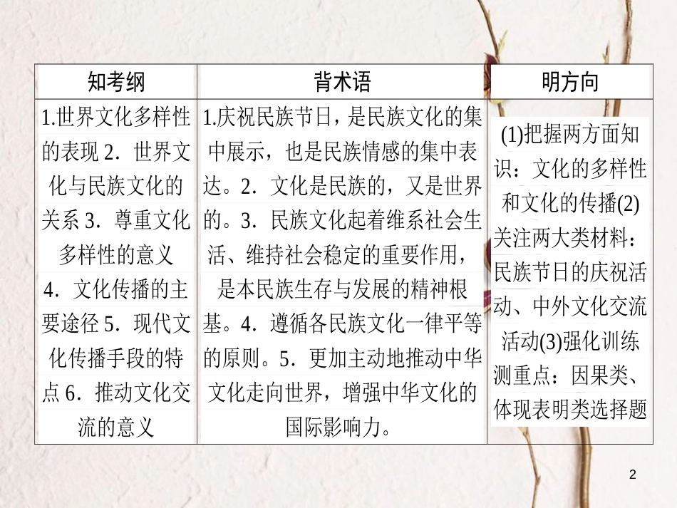 2019年高考政治一轮复习 第二单元 文化传承与创新 3 文化的多样性与文化传播课件 新人教版必修3_第2页