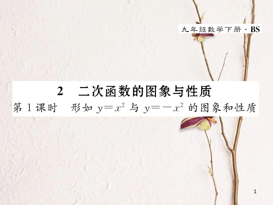 九年级数学下册 第2章 二次函数 2 二次函数的图象与性质（第1课时）作业课件 （新版）北师大版_第1页