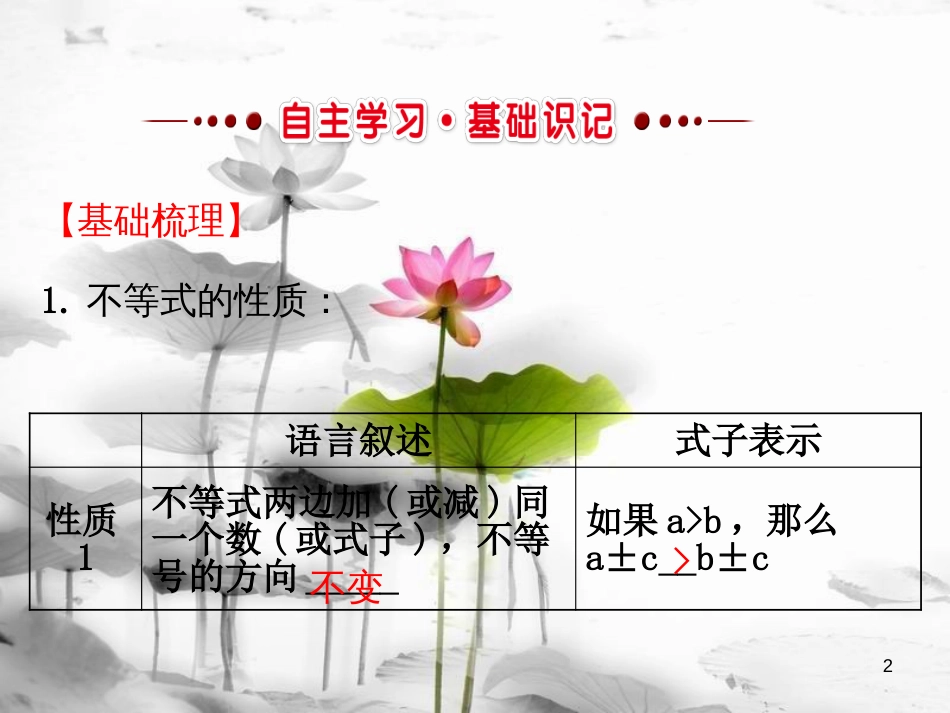 七年级数学下册 第九章 不等式与不等式组 9.1 不等式 9.1.2 不等式的性质课件1 （新版）新人教版_第2页