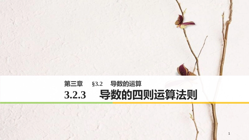 高中数学 第三单元 导数及其应用 3.2.3 导数的四则运算法则课件 新人教B版选修1-1_第1页