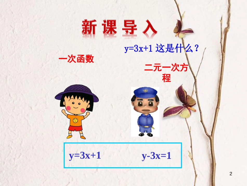 八年级数学下册 第19章 一次函数 19.2 一次函数 19.2.3 一次函数与方程、不等式（第3课时）课件 （新版）新人教版_第2页