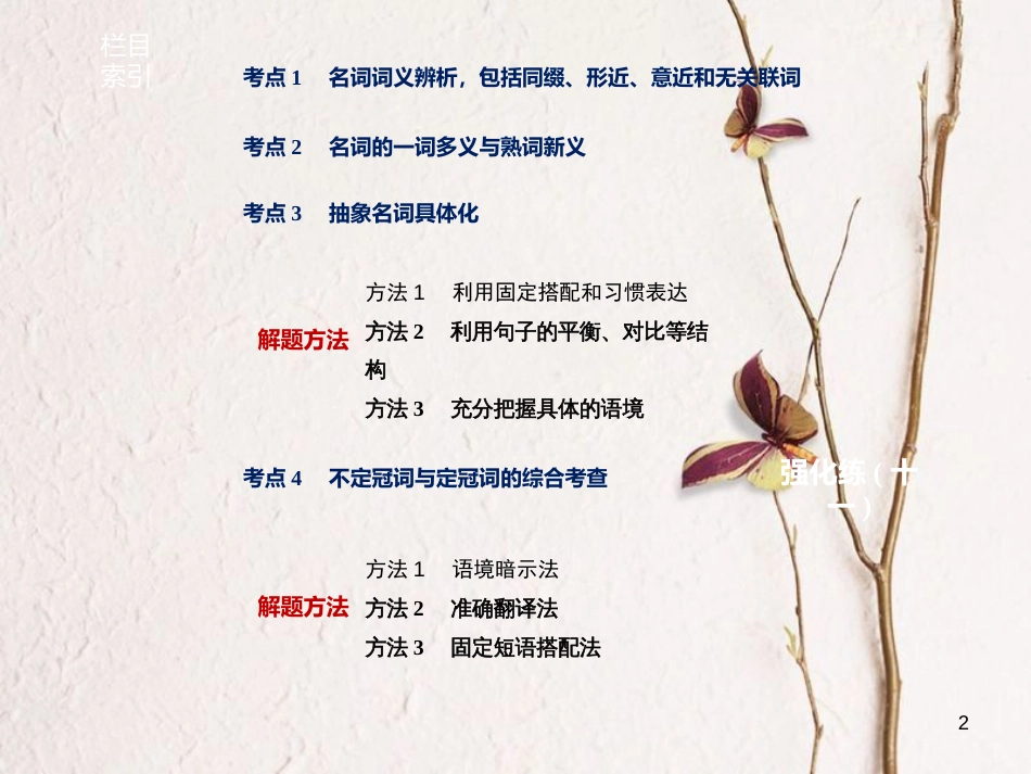（江苏专用）高考英语大二轮复习与增分策略 专题一 语法知识 第十一讲 名词与冠词课件_第2页