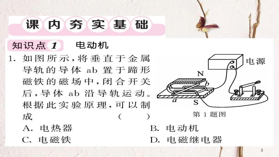 九年级物理全册 第20章 第4节 电动机（第2课时）课件 （新版）新人教版_第3页