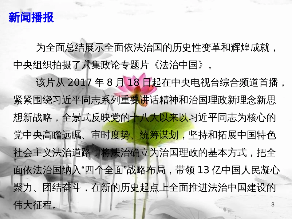 届高考政治时政速递《法治中国》展现全面依法治国恢弘篇章课件_第3页