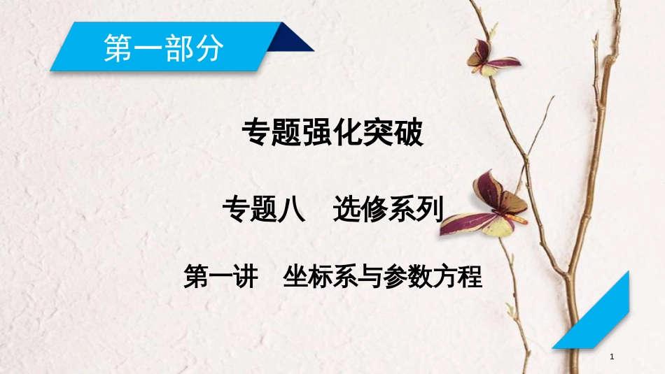 年高考数学二轮复习 专题8 选修系列 第1讲 坐标系与参数方程课件_第1页