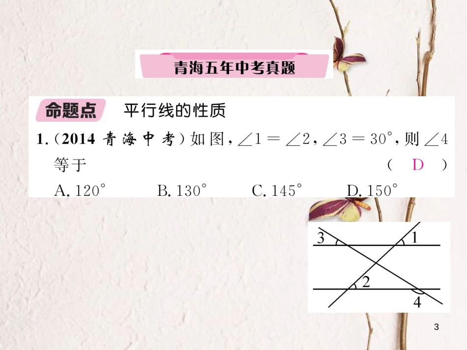 （青海专版）中考数学复习 第1编 教材知识梳理篇 第4章 图形的初步认识与三角形、四边形 第1节 线段、角、相交线和平行线（精讲）课件_第3页