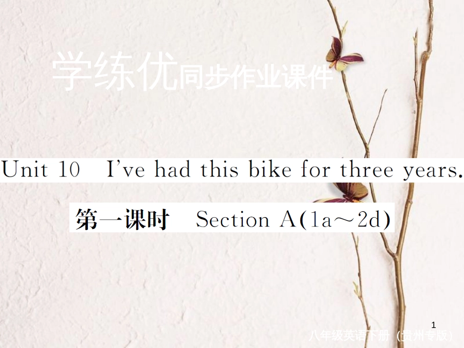 （贵州专版）八年级英语下册 Unit 10 I’ve had this bike for three years（第1课时）作业课件 （新版）人教新目标版_第1页