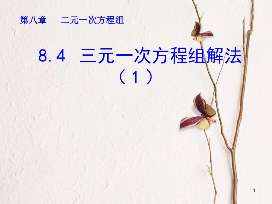 山东省诸城市桃林镇七年级数学下册 第8章 二元一次方程组 8.4 三元一次方程组的解法（1）课件 （新版）新人教版_第1页