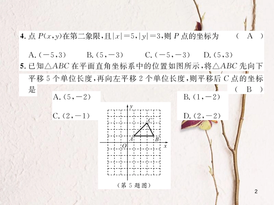 （黔西南专版）七年级数学下册 第7章 平面直角坐标系达标测试卷作业课件 （新版）新人教版_第2页