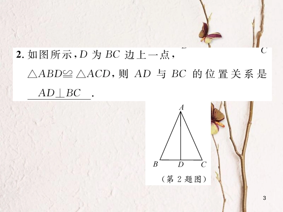 （毕节专版）七年级数学下册 第4章 三角形 课题四 图形的全等当堂检测课件 （新版）北师大版_第3页