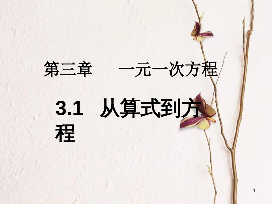 七年级数学上册 第三章 一元一次方程 3.1 从算式到方程 3.1.1 一元一次方程课件 （新版）新人教版_第1页