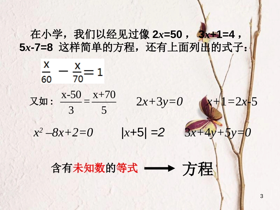 七年级数学上册 第三章 一元一次方程 3.1 从算式到方程 3.1.1 一元一次方程课件 （新版）新人教版_第3页