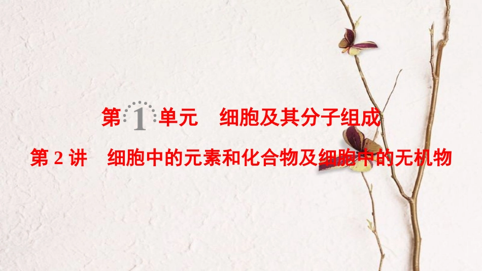 （全国版）2019版高考生物一轮复习 第1单元 细胞及其分子组成 第2讲 细胞中的元素和化合物及细胞中的无机物课件_第1页
