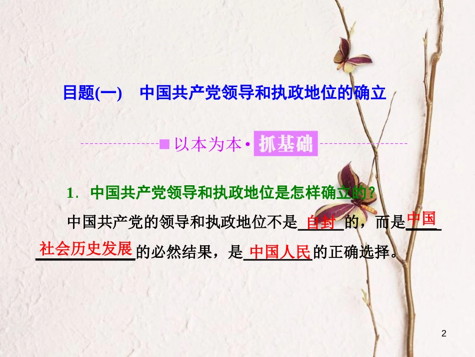 高中政治 第三单元 发展社会主义民主政治 第六课 我国的政党制度 第一框 中国共产党执政：历史和人民的选择课件 新人教版必修2_第2页