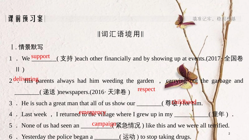 （全国版）2019版高考英语一轮复习 第一部分 Unit 1 Women of achievement课件 新人教版必修4_第2页