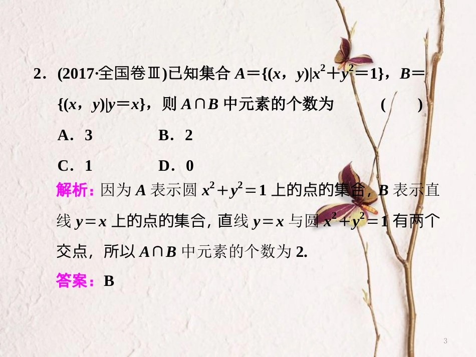 （通用版）高考数学二轮复习 第一模块 送分专题（一） 集合与常用逻辑用语课件 文_第3页