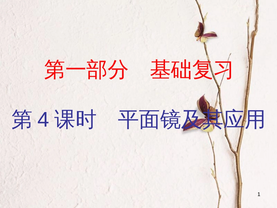 广东省中考物理总复习 第一部分 基础复习 第4课时 平面镜及其应用内文部分课件_第1页