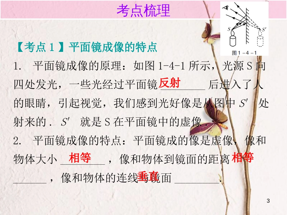 广东省中考物理总复习 第一部分 基础复习 第4课时 平面镜及其应用内文部分课件_第3页