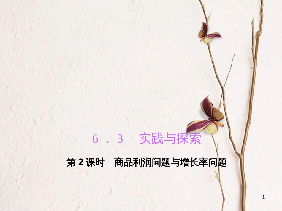 七年级数学下册 第6章 一元一次方程 6.3 实践与探索 第2课时 商品利润问题与增长率问题习题课件 （新版）华东师大版_第1页