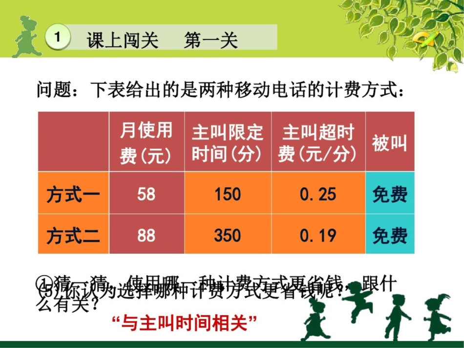 实际问题与一元一次方程——话费问题_第2页