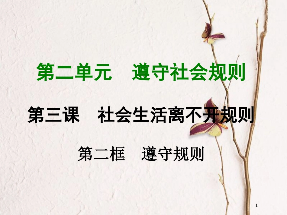 八年级道德与法治上册 第二单元 遵守社会规则 第三课 社会生活离不开规则 第二框  遵守规则课件 新人教版_第1页