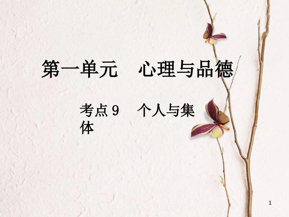中考政治总复习 第一单元 心理与品德 考点9 个人与集体课件_第1页