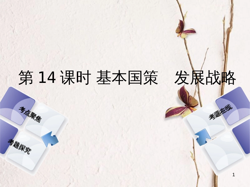 （河北专版）中考政治复习方案 第五单元 知晓国情 报效祖国 第14课时 基本国策 发展战略课件_第1页
