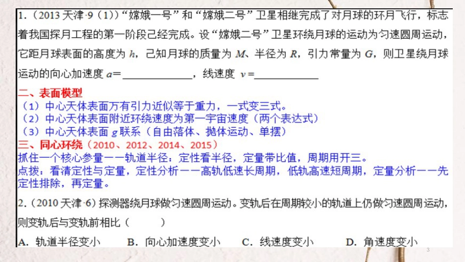 天津市高考物理 核心考点备考指南（一）天体运动课件_第3页