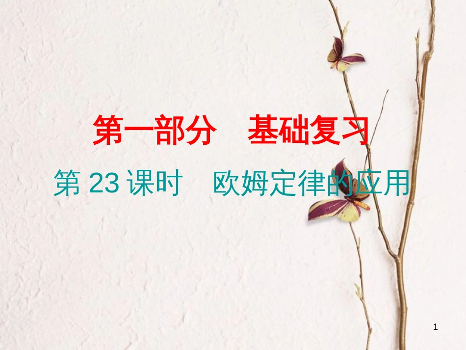 广东省中考物理总复习 第一部分 基础复习 第23课时 欧姆定律的应用课后作业课件_第1页