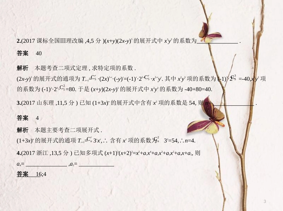 （江苏专用）高考数学一轮复习 第二十一章 计数原理 21.2 二项式定理课件_第3页