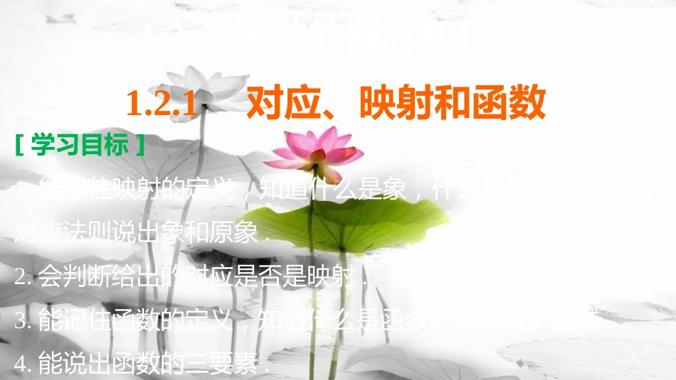 高考数学 专题1 集合与函数 1.2.1 对应、映射和函数课件 湘教版必修1_第2页