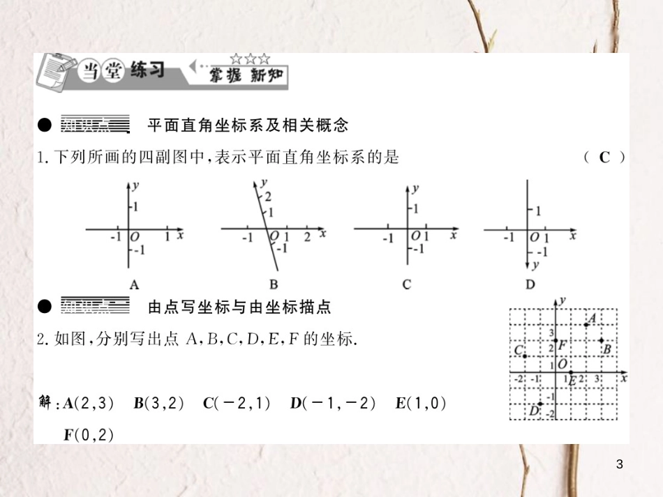 （贵州专版）八年级数学上册 3.2 平面直角坐标系 3.2.1 平面直角坐标系习题课件 （新版）北师大版_第3页