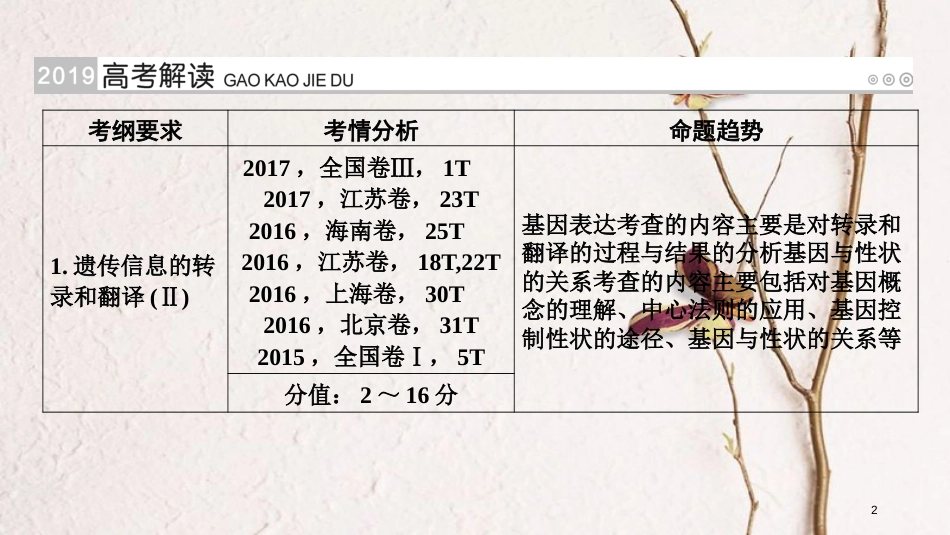 2019版高考生物大一轮复习 第24讲 基因的表达优选课件_第2页