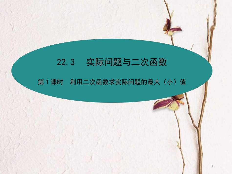 九年级数学上册 22 二次函数 22.3 实际问题与二次函数 第1课时 利用二次函数求实际问题的最大(小)值课件 （新版）新人教版_第1页