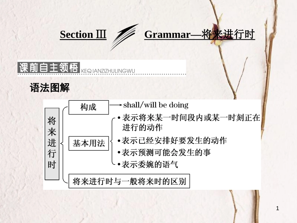 高中英语 Module 1 Life in the Future Section Ⅲ Grammar-将来进行时课件 外研版必修4_第1页