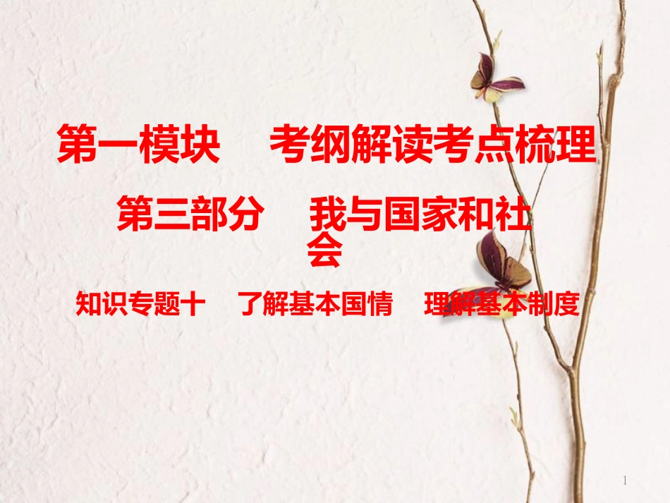 （广东专版）中考政治总复习 知识专题十 了解基本国情 理解基本制度课件_第1页