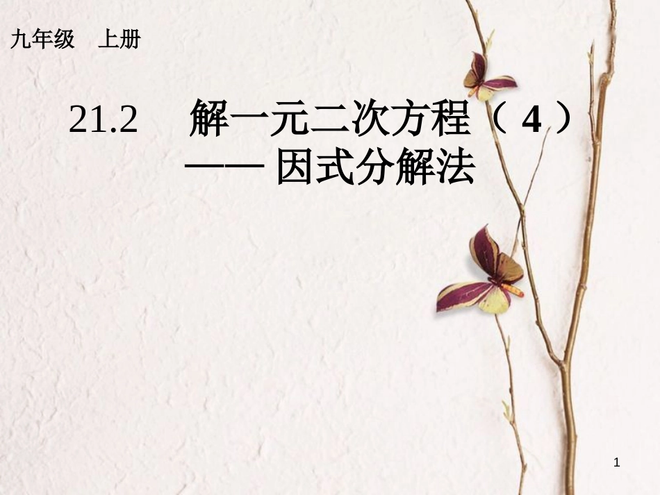 内蒙古鄂尔多斯市康巴什新区九年级数学上册 第21章 一元二次方程 21.2 解一元二次方程（4）—因式分解法课件 （新版）新人教版_第1页