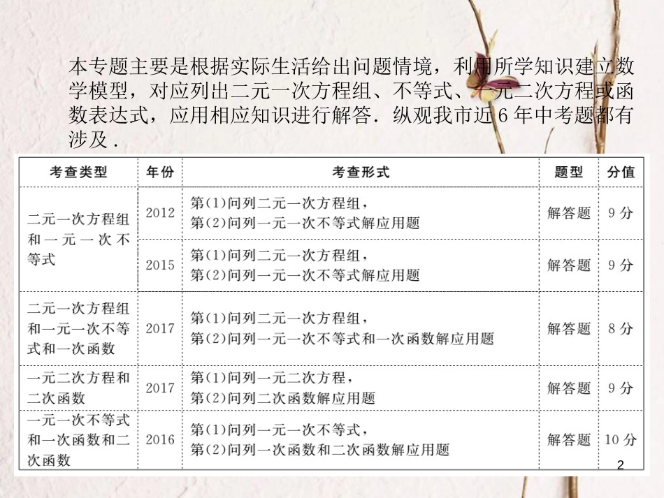 山东省潍坊市中考数学复习 题型2 方程(组)、不等式和函数的应用课件_第2页