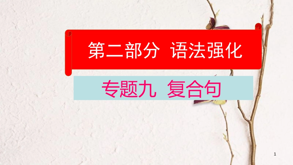 云南省中考英语学业水平精准复习方案 第二部分 语法强化 专题九 复合句课件_第1页