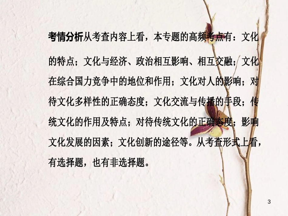 高考政治二轮复习 专题八 文化作用与文化发展课件_第3页