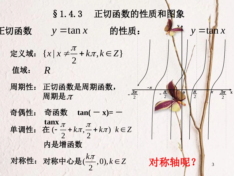 高中数学 第一章 三角函数 1.4.3 正切函数的性质和图象课件 新人教A版必修4_第3页