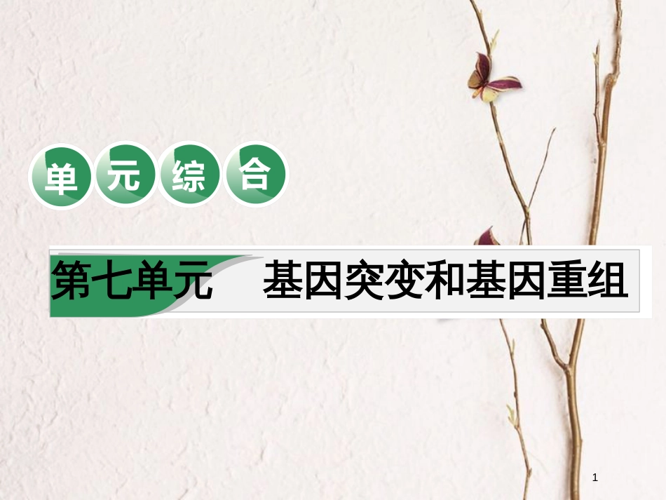 2019版高考生物一轮复习 第七单元 基因突变和基因重组单元综合精选课件_第1页