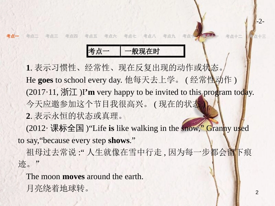 （浙江专用）2019届高三英语一轮复习 专题6 动词的时态和语态课件 新人教版_第2页