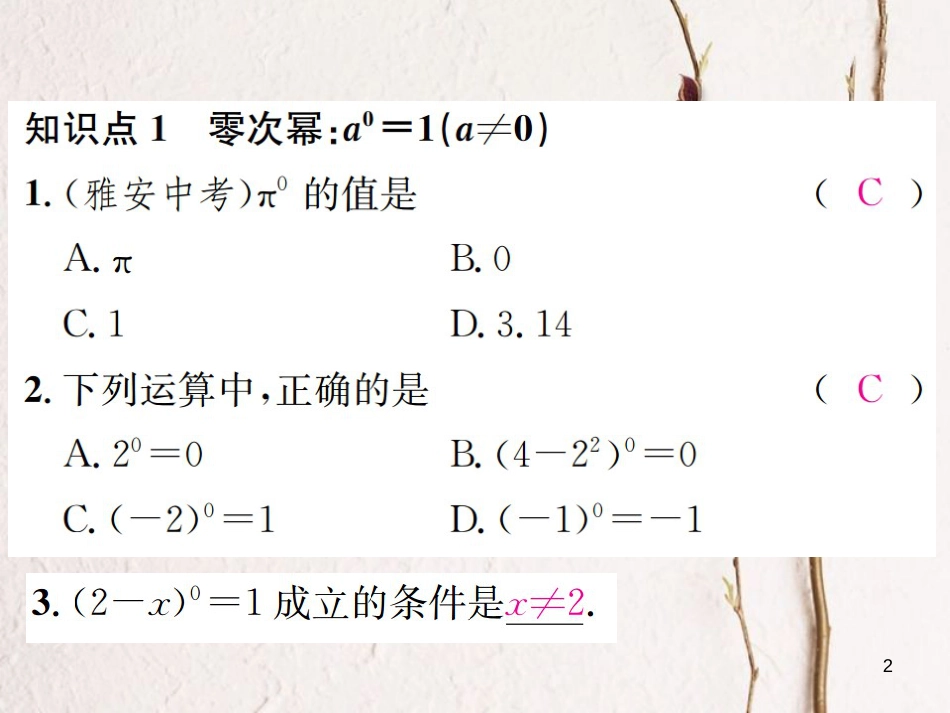 八年级数学上册 1.3 整数指数幂 1.3.2 零次幂和负整数指数幂习题课件 （新版）湘教版_第2页