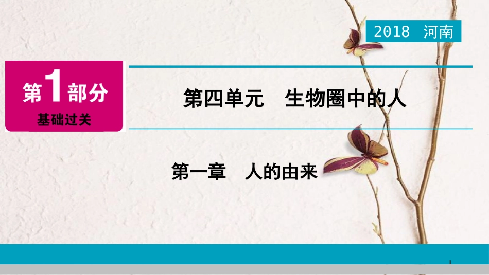 河南省2018年中考生物总复习 第1部分 第4单元 第1章 人的由来课件_第1页