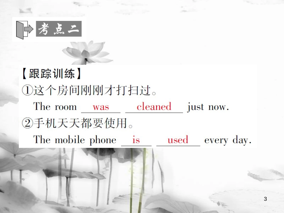 届中考英语复习 第二轮 语法突破 第十一章 被动语态课件_第3页
