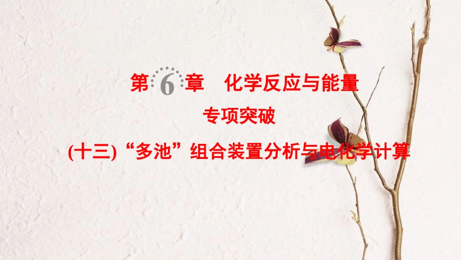 （全国通用）2019版高考化学一轮复习 第6章 化学反应与能量 专项突破13“多池”组合装置分析与电化学计算课件_第1页