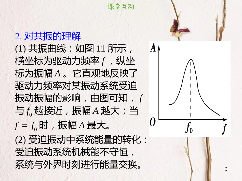 2019版高考物理总复习 选考部分 机械振动 机械波 光 电磁波 相对论简介 14-1-4 考点强化 受迫振动和共振课件_第3页