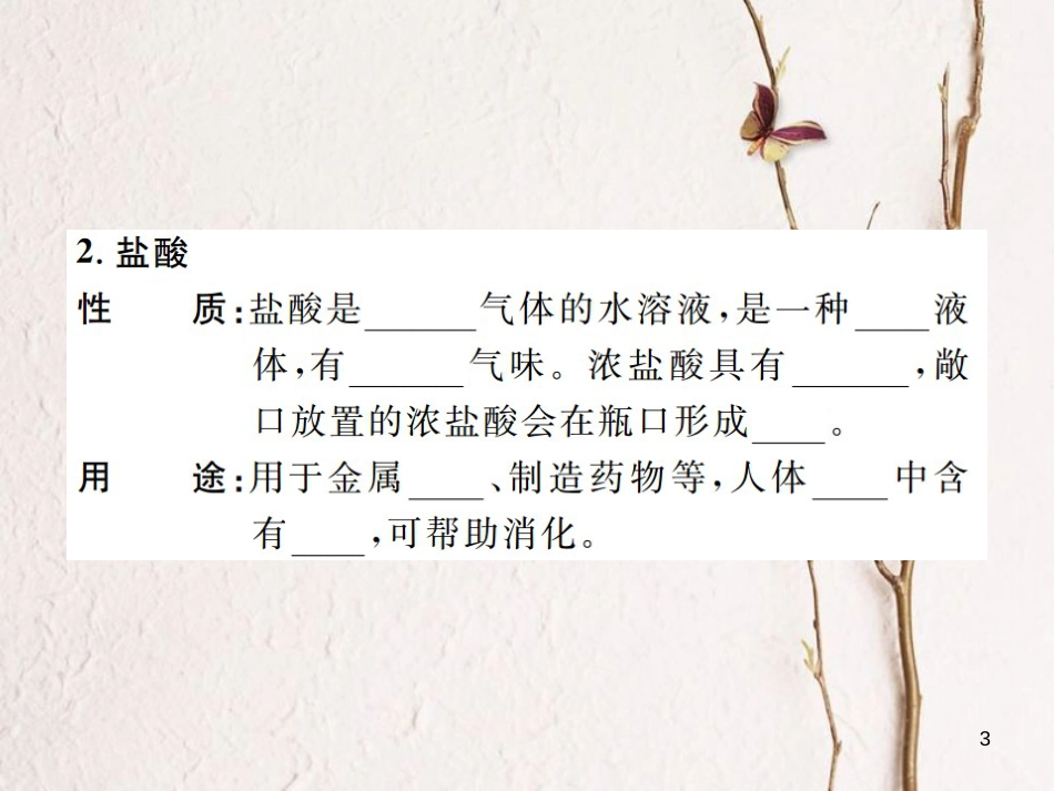 九年级化学下册 10 酸和碱 课题1 常见的酸和碱 第1课时 酸碱指示剂 常见的酸习题课件 （新版）新人教版_第3页