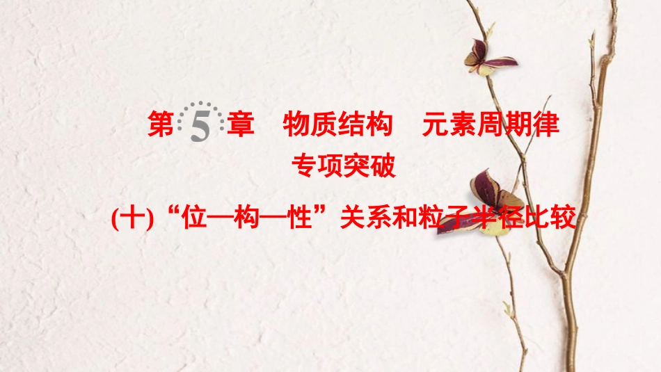 （全国通用）2019版高考化学一轮复习 第5章 物质结构 元素周期律 专项突破10“位—构—性”关系和粒子半径比较课件_第1页